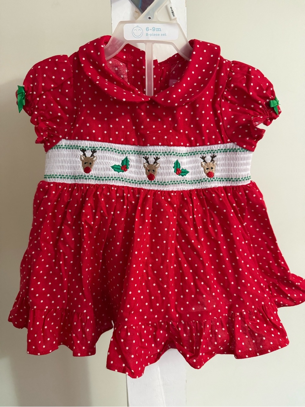 NWT Good Lad Smocked Christmas Dress & Diaper Cover
